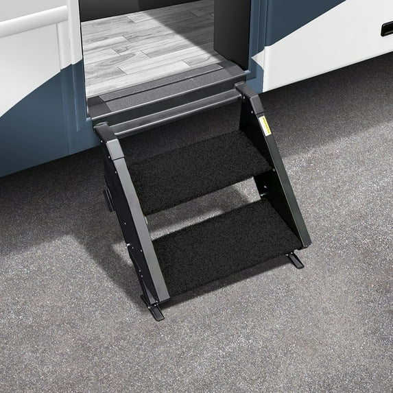 Prestofit 2-0506 RV Entry Step Rug 19.5" W Obsidian Black 2 Piece
