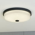 thumbnail image 1 of Preston 1-Light 12.5 in. Wide Matte Black Transitional Dome Flush Mount Lighting Fixture, Clear Ribbed Glass Shade, LED with Selectable Color Temperature for Low Ceilings, Bedroom, Hallway, Kitchen, 1 of 13