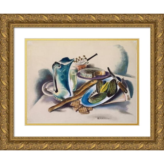 Preston Dickinson 18x15 Gold Ornate Wood Frame and Double Matted Museum Art Print Titled - Still Life (circa 1930)