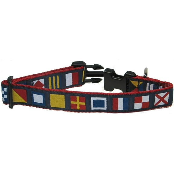Preston Heavy Duty Adjustable Dog Collar or Dog Leash - Ideal Dog Collars and Leashes Come in Different Sizes for All Dogs. Nautical Code Flag (X-Small Collar 3/4 inch)