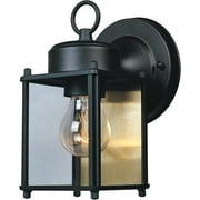 Preston Outdoor Light Fixture, 8 Inch, Exterior Wall Mount Lantern Sconce, Clear Glass Porch Lights for Front Door, Patio, and House Garage, Black, 1161-BK