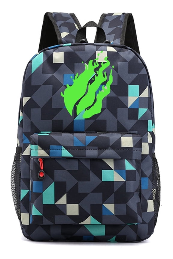 Preston Playz Blue Backpack with Geometric Design, Anime Style School Bag with Laptop Pocket and Lightweight Feel for Teens and Travel