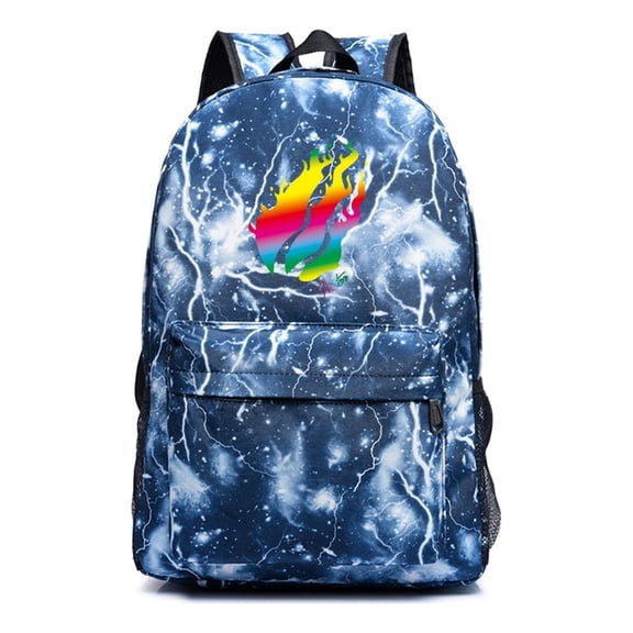 Preston Playz Blue School Backpack with Starry Lightning Graphics, Anime Design Daypack with Laptop Storage for Daily Use