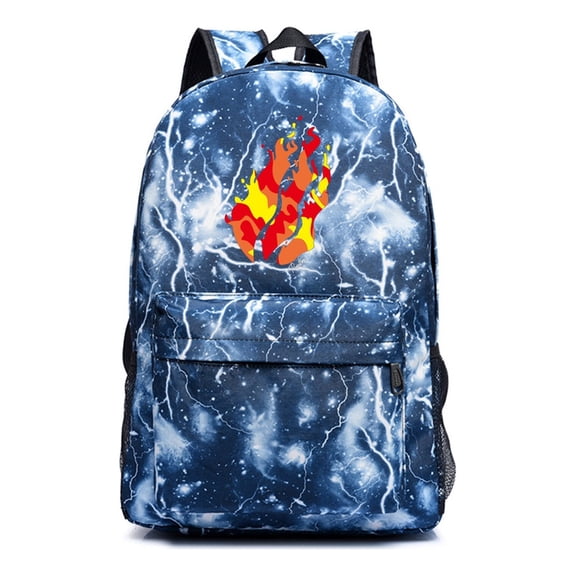 Preston Playz Blue Starry Night Backpack with Lightning Theme, Anime-Inspired Laptop Daypack for Class, Work, and Travel