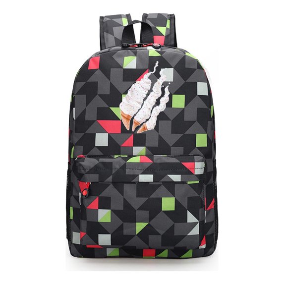 Preston Playz Cool Black Geometric Backpack, Lightweight Anime Style School Bag for Travel, Class, and Daily Essentials