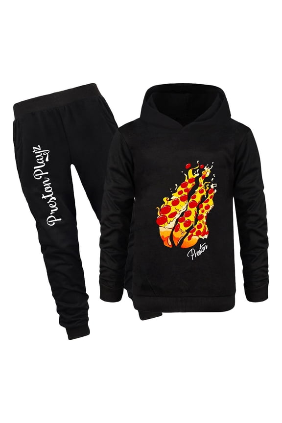 Preston Playz Gaming Tracksuit for Kids Flame Hoodie and Jogger Outfit Set Boys Girls Pullover and Pants Gift Set