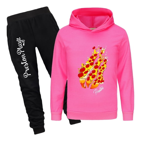 Preston Playz Gaming Tracksuit for Kids Flame Hoodie and Jogger Outfit Set Boys Girls Pullover and Pants Gift Set