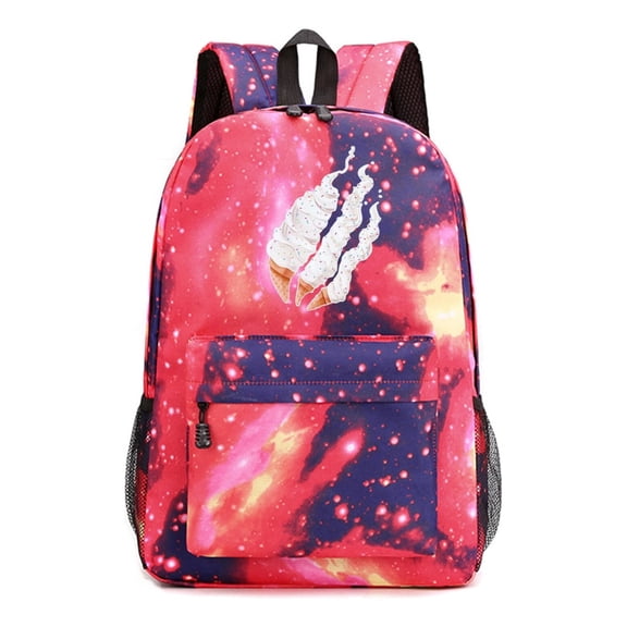 Preston Playz Red Backpack with Nebula Space and Galaxy Burst Design, Lightweight Anime Daypack for School and Work