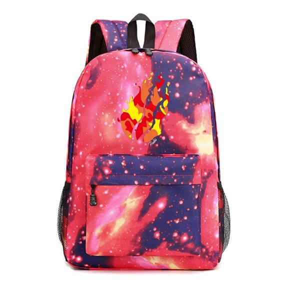 Preston Playz Red Galaxy Backpack with Cosmic Burst and Nebula Space Graphics, Lightweight School Daypack with Laptop Sleeve
