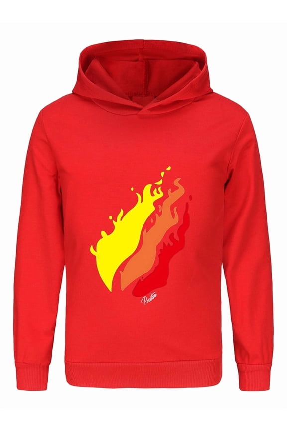 Preston Playz Style Kids Flame Hoodie – Lightweight Pullover Sweatshirt with Fire Print for Boys and Girls Casual Wear