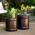 thumbnail image 1 of Preston Set of 2 Bronze Outdoor Stools - L) 16 x 16 x 18 S) 14.5 x 14.5 x 15.5, 1 of 5