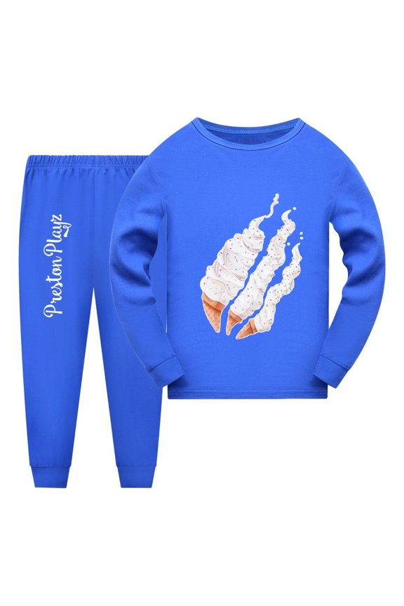 PrestonPlayz 2-Piece Flame Pajama Set – Long Sleeve Top and Joggers, Gaming Outfit for Boys Girls, Youth Sizes 3-14