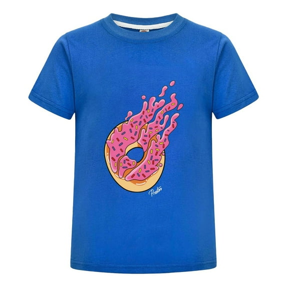 PrestonPlayz Donut Flame Kids T-Shirt Boys Girls Funny Gamer Graphic Tee Pink Fire Logo Cotton Short Sleeve Casual Shirt Gift Outfit