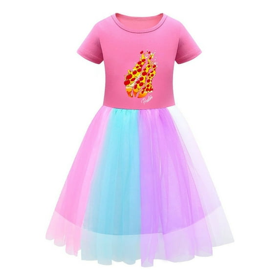 PrestonPlayz Flame Dress for Girls – Colorful Tulle Party Skirt with Cotton Top – Comfortable Summer Clothes for Kids
