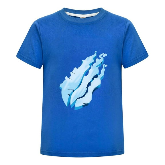 PrestonPlayz Ice Flame Kids T-Shirt Boys Girls Blue Fire Logo Graphic Tee Cool Gamer Short Sleeve Cotton Top Casual Birthday Gift