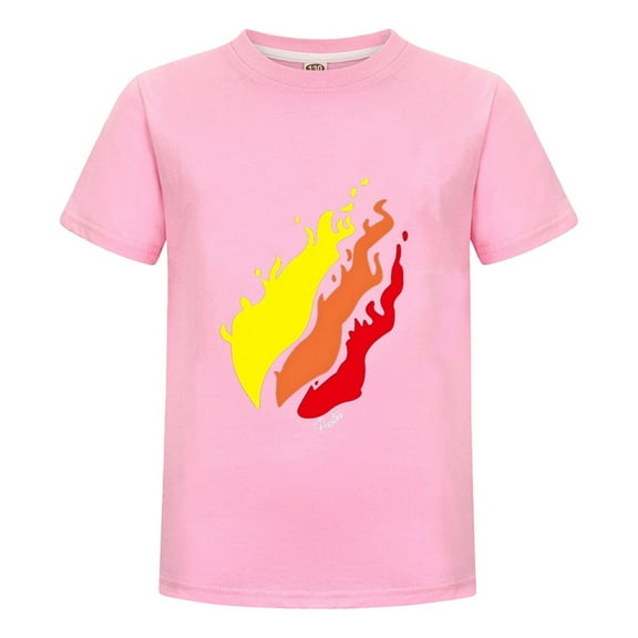 PrestonPlayz Kids T-Shirt Boys Girls Flame Logo Tee Yellow Orange Red Fire Graphic Cotton Top Casual Short Sleeve Gamer Shirt Birthday Gift