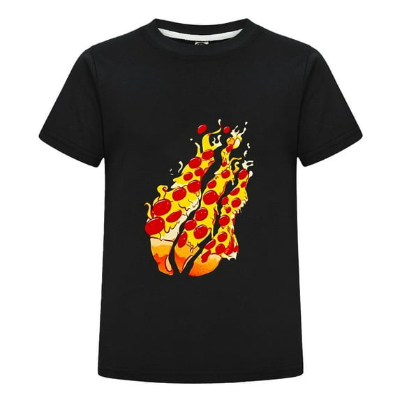 PrestonPlayz Pizza Fire Logo Kids T-Shirt Boys Girls Gamer Graphic Tee Soft Cotton Casual Short Sleeve Shirt Birthday Gift Top