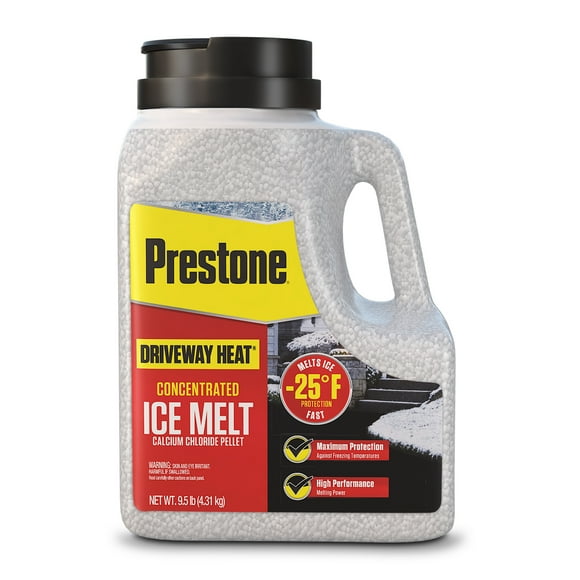 Prestone 9.5 lb Driveway Heat Calcium Chloride Pellets Ice Melt Jug