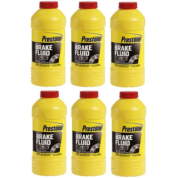Prestone AS800Y 12 oz Bottle Of DOT 4 Synthetic Heavy Duty Brake Fluid - Quantity of 6