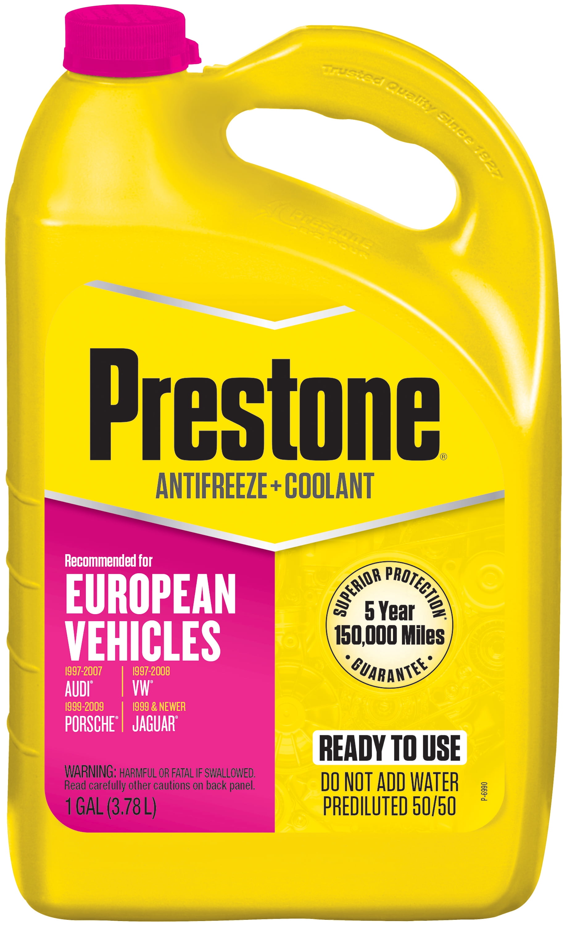 Prestone European Vehicles (Pink) Antifreeze+Coolant -1 gal-Ready to Use Antifreeze