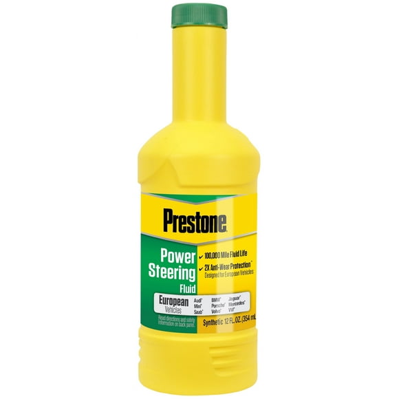 Prestone European Vehicles Full Synthetic Power Steering Fluid for Cars and Trucks, 12 oz - 100,000 Miles