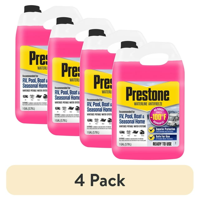 (4 pack) Prestone Waterline/RV Antifreeze 1 gal; 100° No Burst