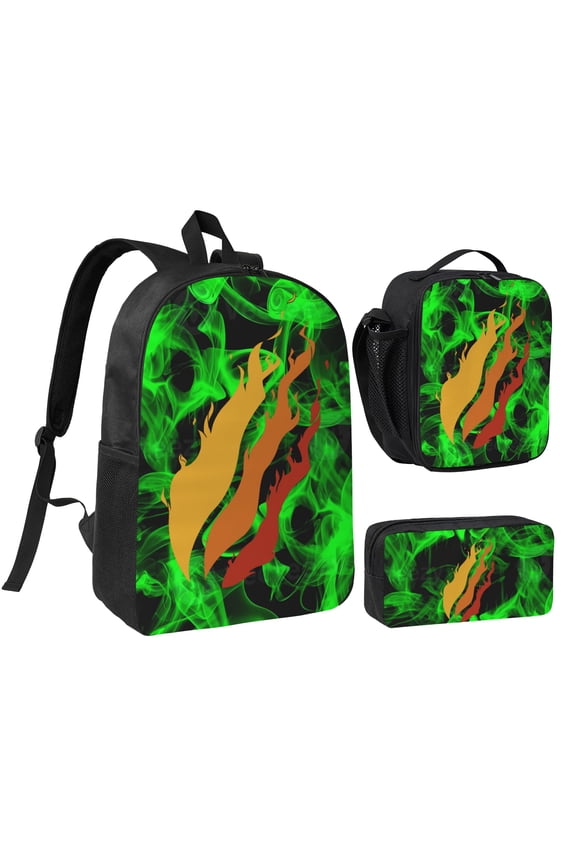 Prestonplayz 3 Piece Backpack Set With Lunch Bag Pencil Case , High Capacity Bookbag With Lunch Box Pen Box Workplace Travel