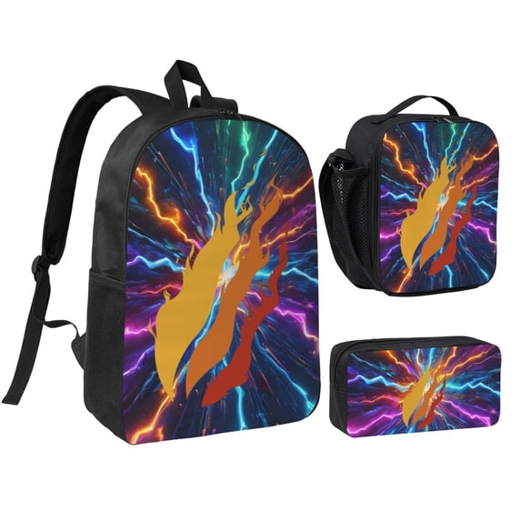 Prestonplayz Backpack Set, 3 Piece Backpack Set With Lunch Box Pen Box , High Capacity Bookbag Lunch Bag Pencil Case Workplace Travel