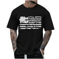 thumbnail image 1 of Presudent Day Sale Men's Independence Day Flag Printed Short Sleeve Crewneck T-Shirt Fashion Casual Breathable Tees Quick Dry Soft Shirt Black,L, 1 of 4