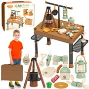 HopeRock Kids Camping Set, Pretend Play Camping Foldable Table Set for Toddlers Kids, Birthday Christmas Gift for Boys & Girls Age 3 4 5 6 7 8