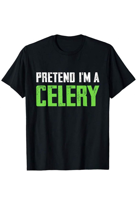 Pretend I'm A Celery Funny Halloween Matching Costume T-Shirt220g Pure Cotton T-Shirt For A Soft, Structured Feel. Featuring A Unisex Fit Suitable For Both Men Clothing And Ropa De Hombre, It's Perfe