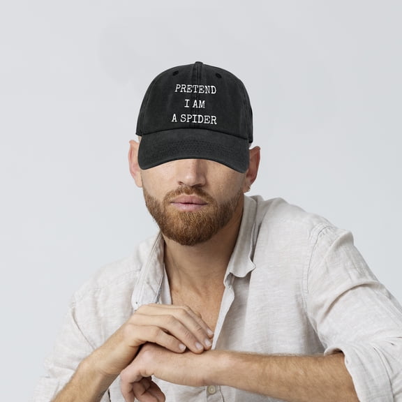 Pretend I'm A Spider Washed Baseball Cap Distressed Denim Cotton Dad Hat Adjustable Polo Trucker Unisex Style Hat Black