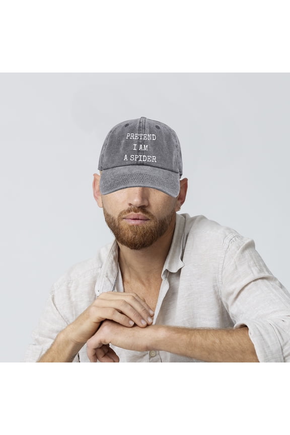 Pretend I'm A Spider Washed Baseball Cap Distressed Denim Cotton Dad Hat Adjustable Polo Trucker Unisex Style Hat Grey