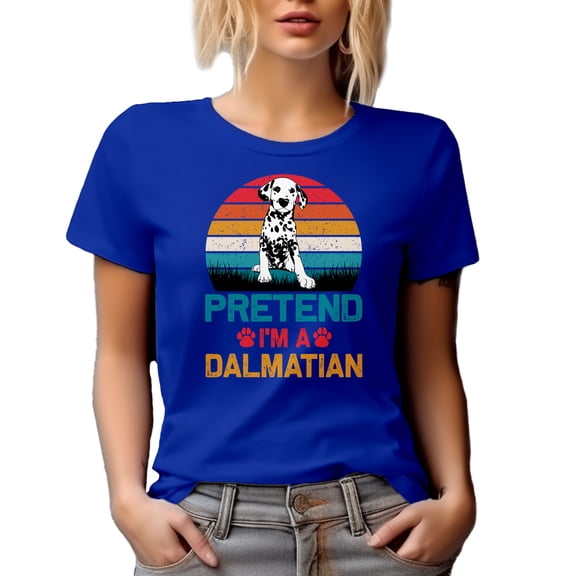Pretend I'm a Dalmatian, Witty Costume Party Joke, Royal Blue T-Shirt, Small