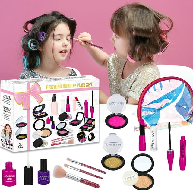 Pretend Makeup for Kids Cosmetic Toys Kit for Girls Toddlers Makeup Play Set for Kids with Cosmetics Bag Princess Play Game Christmas Birthday Gifts Toys for Little Girls (Not Real Makeup)
