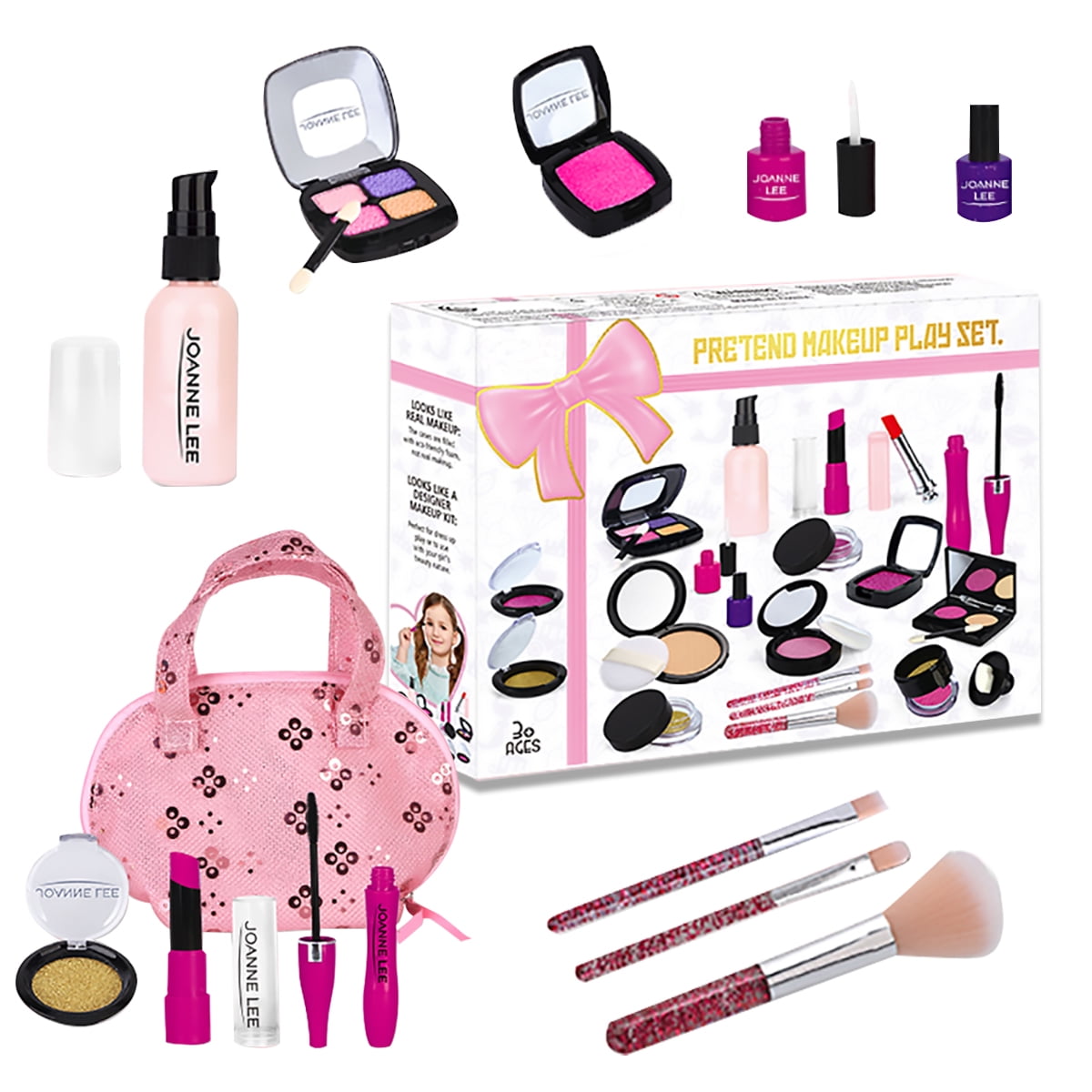 Pretend Makeup Kit Toys for 2 3 4 5 6 7 8 Year Old Girls First Make Up Set for Little Princess Play Dress Up Kids Cosmetic Best Birthday Gift for