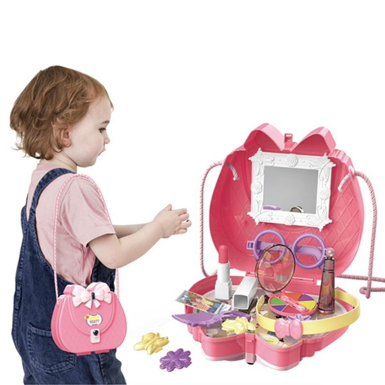 Pretend Makeup Toys Portable Shoulder Bag Girls Party Makeup Table Dressing Toy Set Ages 3