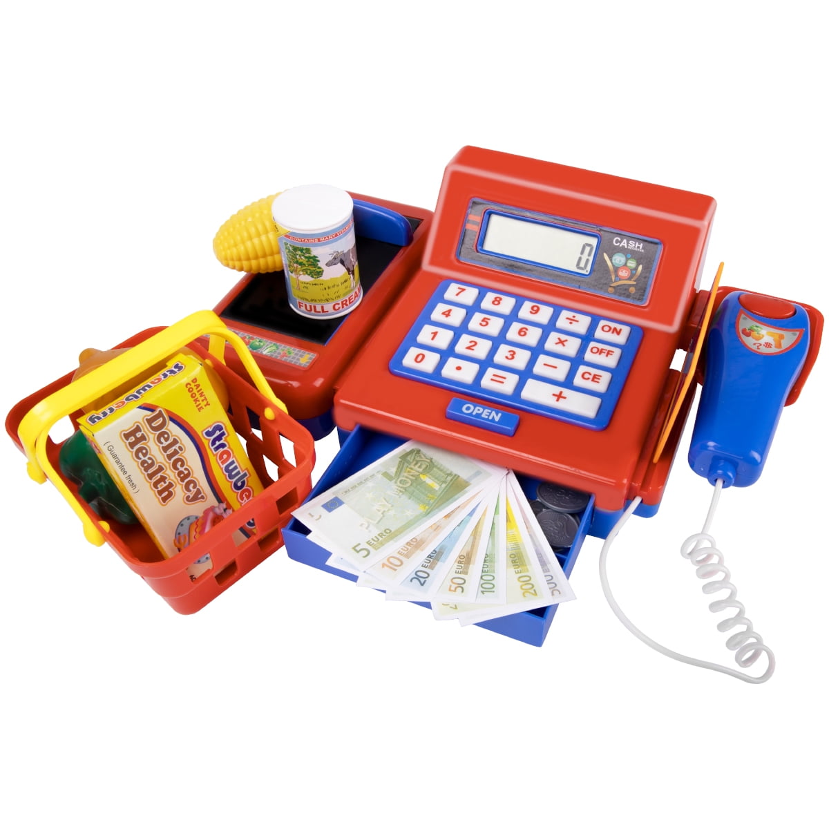 Pretend Play Calculator Cash Register Toy, 39PCS Toy Cash Register with