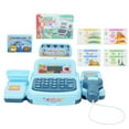 thumbnail image 1 of Pretend Play Calculator Cash Register Toy Gift for Kids Age 3, 4, 5, 6, 7, 8+ Year Old, 73 Pcs Grocery Store Playset with Microphone, Credit Card, Play Cash Register for Toddlers Kids 4-8 (Blue), 1 of 4