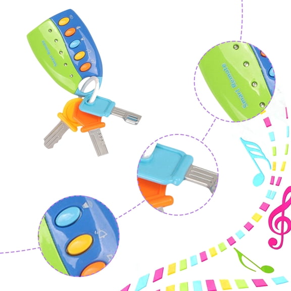 Pretend Play Car Key Toy with Music and Light Simulated Remote Keychain for Role Play and Sensory Engagement