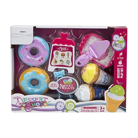 Pretend Play Dessert Toy Set Ice Cream Donut Kitchen Playset Role Play Food Toy 8 Pieces