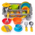 thumbnail image 1 of Pretend Play Dishes Cookware Set - 33 Pcs Childrens Durable Tableware Playset with Drainer, 1 of 10