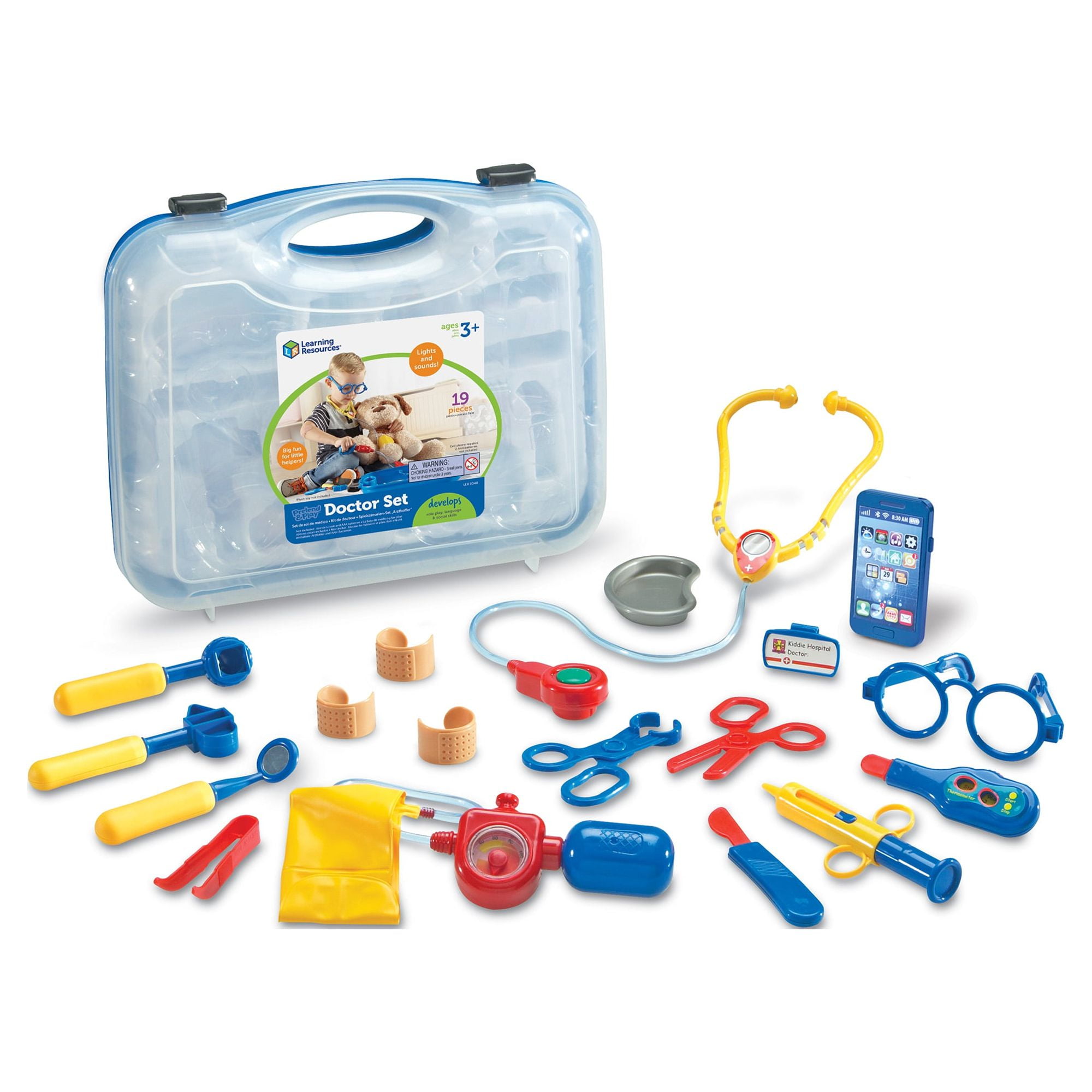 19-Piece Colorful Plastic Doctor Play Set with Case