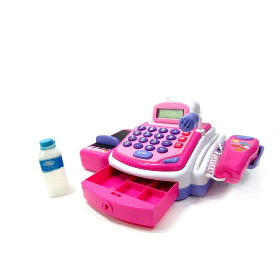 Pretend Play Electronic Cash Register Toy Realistic Actions & Sounds Pink Color