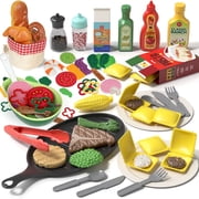 Pretend Play Food for Kids Kitchen - Cutting Toy Food with Storage Bag, Food Toys with Dumplings Steak, Fake Food with Bread Toy, Pretend Food, Play Kitchen Accessories, Boys Girls Gift