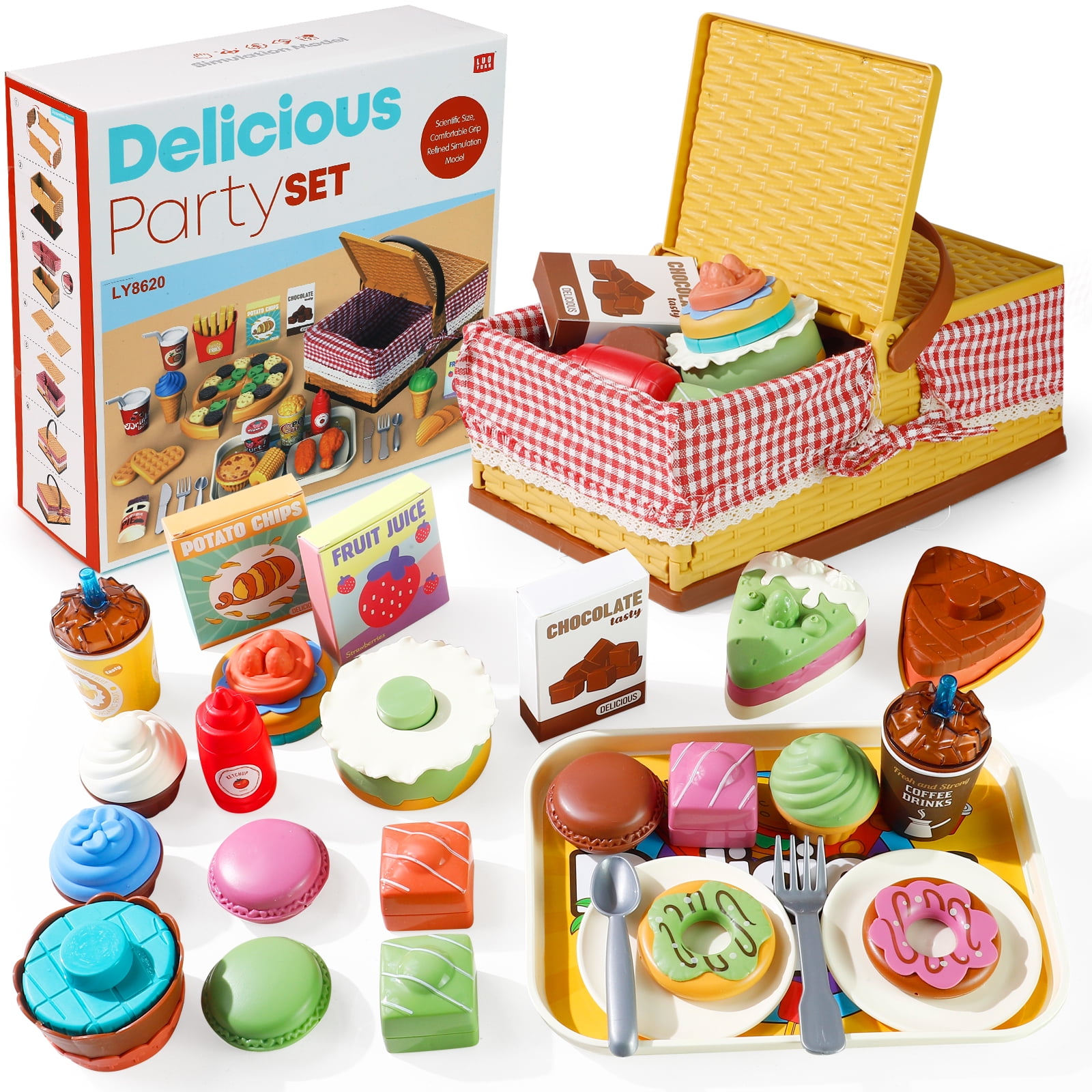 16pcs Pretend Play House Baking Food Set Kitchen Toys Cookies and Dessert  Plastic Food Playset Accessories for kids 2–6 years Best Birthday gift