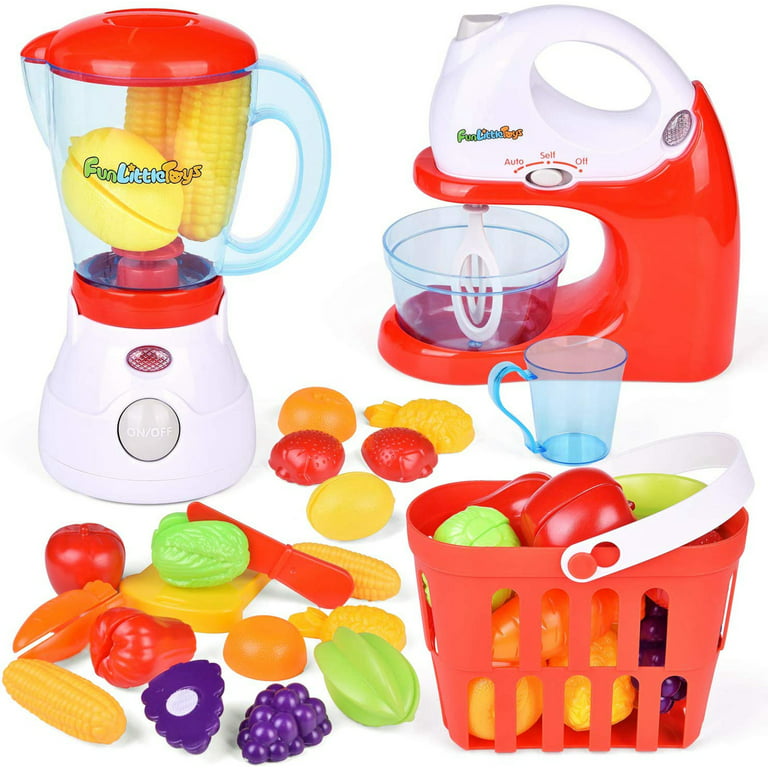 Pretend Play Food for Toddlers,Kids Play Kitchen with Mixer, Blender, Play  Foods and Accessories F-475 