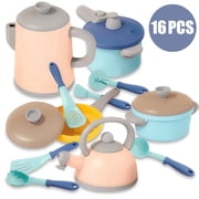 Kids Pretend Play Kitchen Accessories Toys for Toddler 2 3 4 Year Old Boys Girls, Cookware Pots and Pans Cooking Utensils Playset Toys for Kids 2 4 Years, Birthday Gifts Toys for Toddlers 1-3