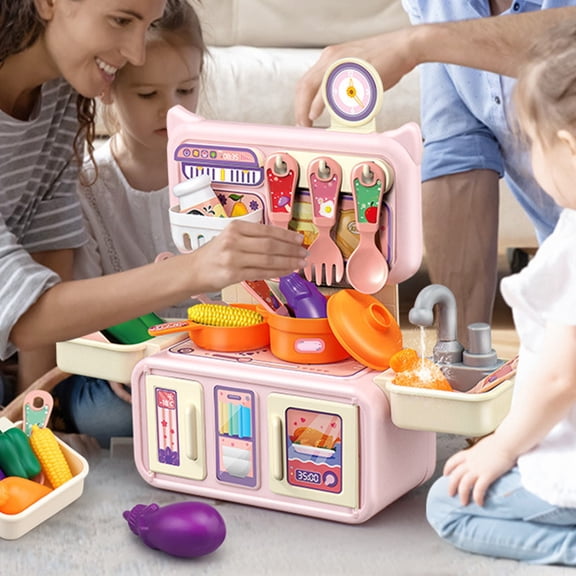 Pretend Play Kitchen Set for Toddlers Electric Running Water,Realistic Chef Role Play Cooking Toy,Christmas Birthday Holiday Gift,Educational Fine Motor Toy for Boys Girls Ages 3+ Indoor Family Play