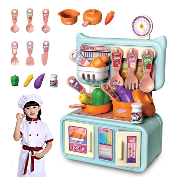 Pretend Play Mini Kitchen Set for Kids, Realistic Cooking Stove Oven Role Play Toy, Top Christmas Birthday Holiday Gift, Educational Fine Motor Toy for Toddler Boys Girls Ages 3+